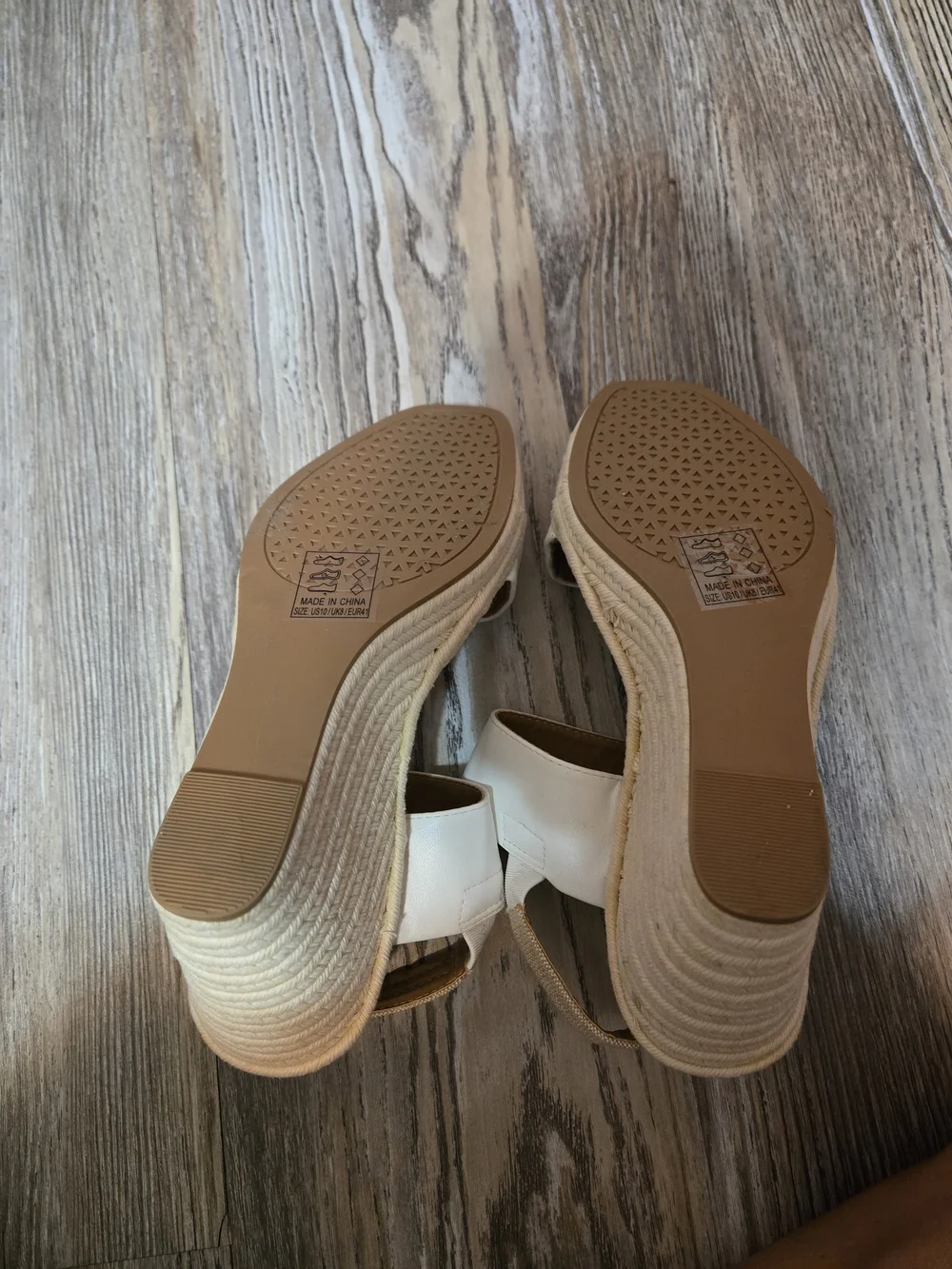 Qupid White Wedge Sandals with Tan Slingback